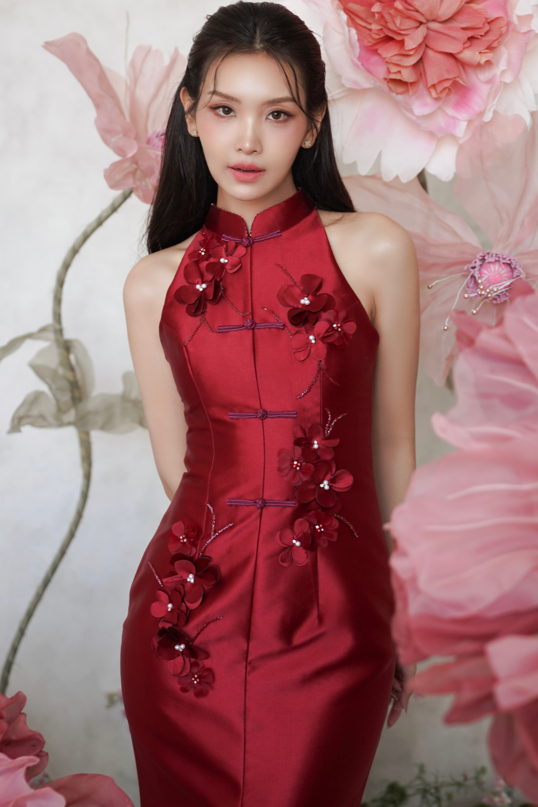 Camellia Dress (Maroon)